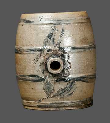 Exceptional Diminutive Stoneware Keg with Incised Bird and Floral Decoration, Albany, NY, circa 1810-20