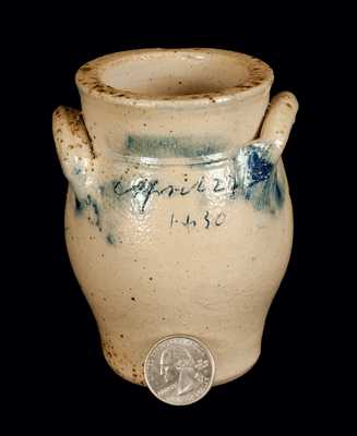 Miniature New York State Stoneware Crock Dated April 27, 1830