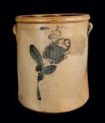 Five-Gallon Midwestern Stoneware Crock with Floral Decoration