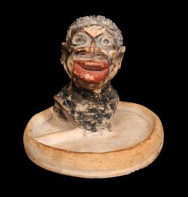 Rare Stoneware Ashtray with Hand-Modeled African-American Head