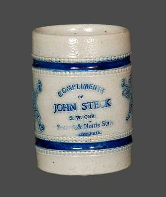 Very Rare Philadelphia Stoneware Advertising Mug, attributed to the Wingender Pottery, Haddonfield, NJ