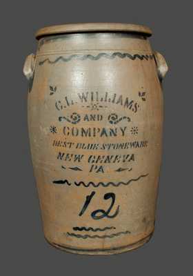 Twelve-Gallon C. L. WILLIAMS / BEST BLUE STONEWARE / NEW GENEVA, PA Crock