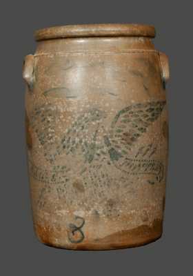 Western PA Stoneware Crock with Stenciled Eagle Decoration Signed EAGLE POTTERY