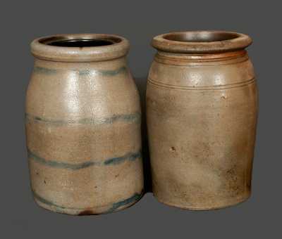 Lot of Two: Western PA Stoneware Jars, incl. Four-Striped Example