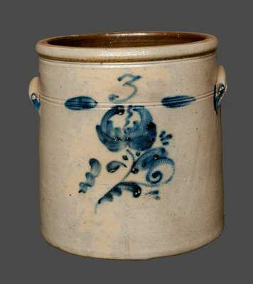 3 Gal. Ohio Stoneware Crock with Floral Decoration