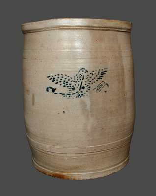 Large Ohio Stoneware Crock with Stenciled Eagle Decoration