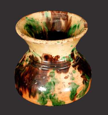 Multi-Glazed Redware Cuspidor, Strasburg, VA, circa 1890