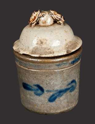 Extremely Rare Decorated Stoneware Preserve Jar with Dung Beetle Lid, Anna Pottery, circa 1880