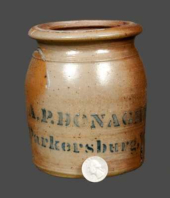 Rare Quart-Sized A. P. DONAGHHO / PARKERSBURG, WV Stoneware Canning Jar