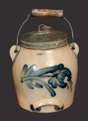 COWDEN & WILCOX / HARRISBURG, PA Stoneware Batter Pail with Tulip Decoration