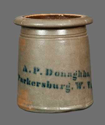 A. P. DONAGHHO / PARKERSBURG, WV Top Hat Form Stoneware Canning Jar