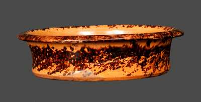 JOHN W. BELL / WAYNESBORO, PA Redware Dish with Sponged Manganese Decoration