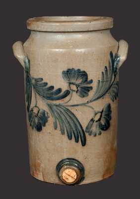 2 Gal. Baltimore Stoneware Water Cooler with Floral Decoration, circa 1850