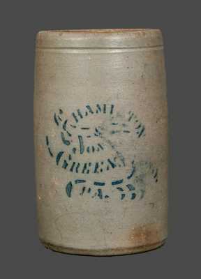 Stoneware Canning Jar Stenciled HAMILTON & JONES / GREENSBORO, PA