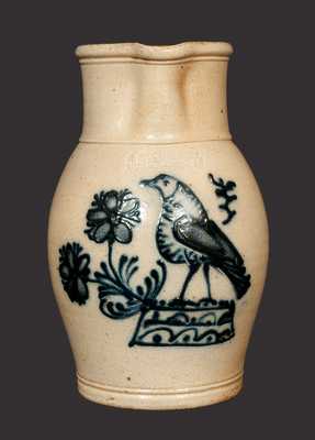 Reproduction Stoneware Pitcher with Detailed Geddes, NY Style Bird, R & B DIEBBOLL / WASHINGTON, MI