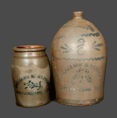 Lot of Two: WILLIAMS & REPPERT Stoneware Jug with WILLIAMS & REPPERT Stoneware Jar