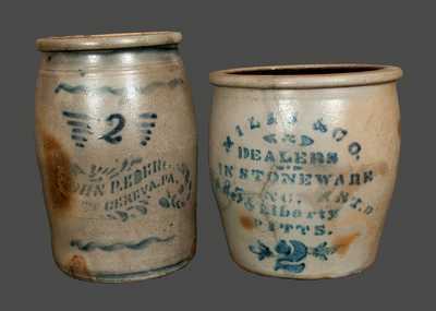 Lot of Two: JOHN P. EBERHART / NEW GENEVA, PA Stoneware Crock and MILLS & CO. / PITTSBURGH, PA Stoneware Crock