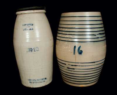 Lot of Two: 16 Gal. Stoneware Water Cooler and HAWTHORN POTTERY Acid Jar