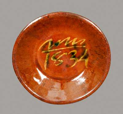 Slip-Decorated Redware Dish Dated 1834