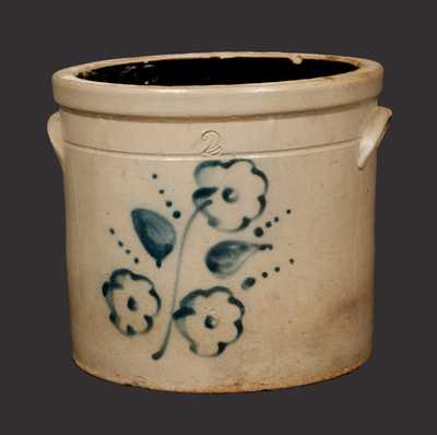 2 Gal. Stoneware Crock with Slip-Trailed Floral Decoration