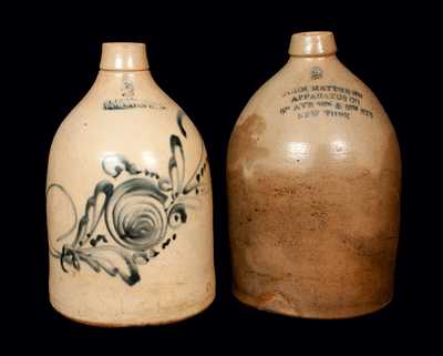 Lot of Two: Stoneware Jugs incl. S. L. PEWTRESS / NEW HAVEN, CT and NEW YORK Advertising
