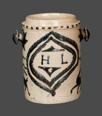 1844 Westerwald Stoneware Tobacco Jar with Incised Decoration