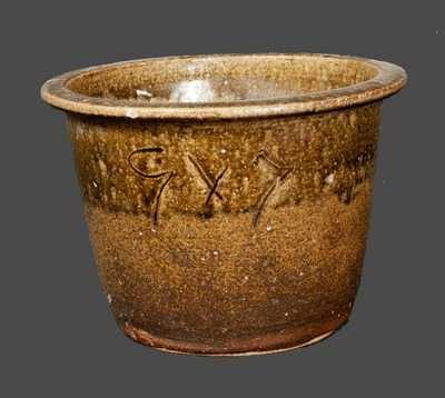 Alkaline Glazed Stoneware Jar incised 9 x 7, North Carolina Origin