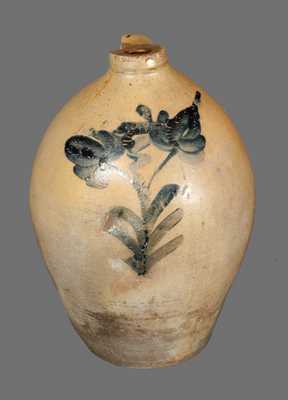 Hall & Thomas / Springfield, OH 3 Gal. Ovoid Stoneware Jug with Tulips