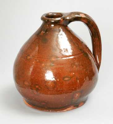 Glazed Redware Jug, New England origin, second quarter 19th century.