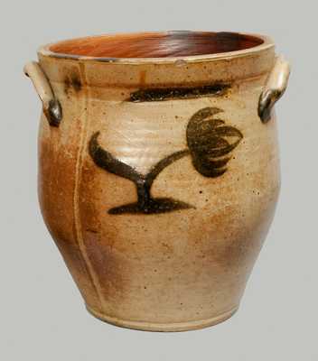 Stoneware Jar with Cobalt Tulip Decoration, Stamped 