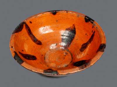 Redware Bowl with Manganese Splotch Decoration, possibly Norwalk, CT