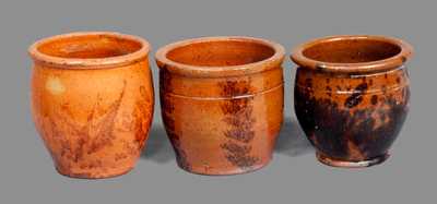 Lot of Three: Small PA Redware Cream Jars with Manganese Decoration