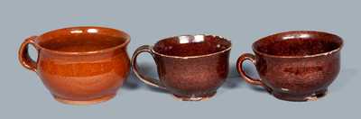 Lot of Three: Glazed Redware Mush Cups