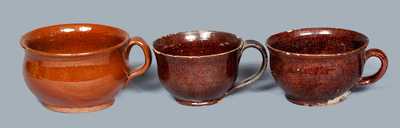 Lot of Three: Glazed Redware Mush Cups