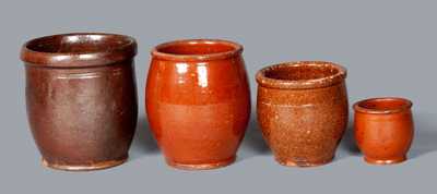 Lot of Four: Glazed Redware Cream Jars, probably PA