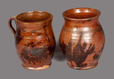 Lot of Two: Redware Jars with Manganese Decoration