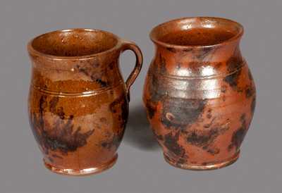 Lot of Two: Redware Jars with Manganese Decoration