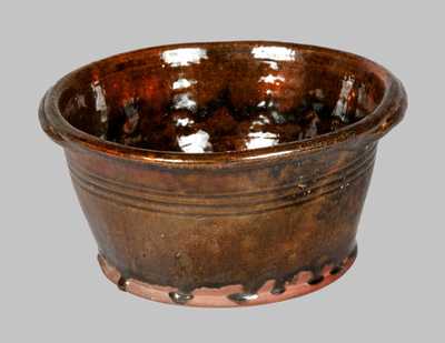 Dark-Glazed Handled Redware Pan