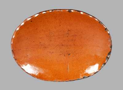 Glazed Redware Platter with Coggled Decoration