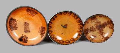 Lot of Three: Redware Dishes with Manganese Decoration