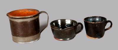 Lot of Three: Black Glazed Redware Vessels