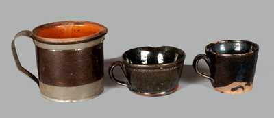 Lot of Three: Black Glazed Redware Vessels