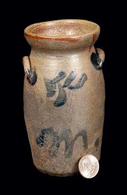 Miniature Stoneware Churn with Initials "M. R.", probably Beaver, Pennsylvania