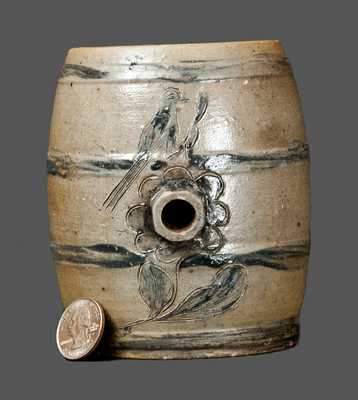 Exceptional Diminutive Stoneware Keg with Incised Bird and Floral Decoration, Albany, NY, circa 1810-20