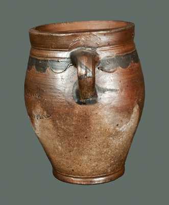 Very Rare COMMERAWS STONEWARE Crock with Vertical Handles and Compass Decoration