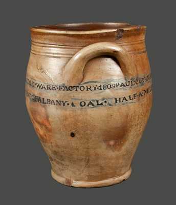 Very Rare PAUL CUSHMAN / 1809 Stoneware Crock with Two-Line "ALBANY GOAL" (Jail) Inscription