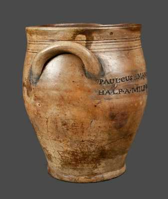 Very Rare PAUL CUSHMAN / 1809 Stoneware Crock with Two-Line 