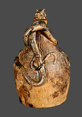 Exceptional Stoneware Temperance Jug with Snakes, Lizard, Salamander, and Turtle Stopper