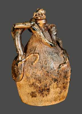 Exceptional Stoneware Temperance Jug with Snakes, Lizard, Salamander, and Turtle Stopper