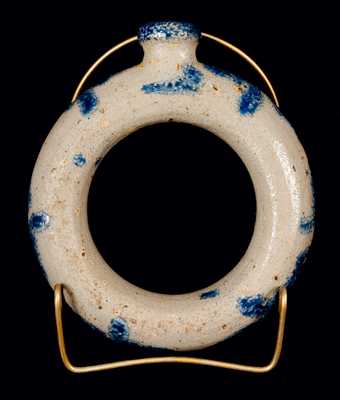 Extremely Rare Stoneware Ring Flask att. Mount Crawford (Rockingham County), Virginia